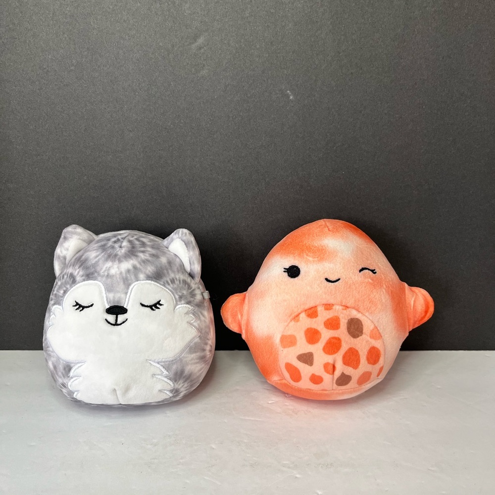 Squishmallow 5" Livvy Coral Starfish & Heidi Husky Kellytoy 2 Plush Lot